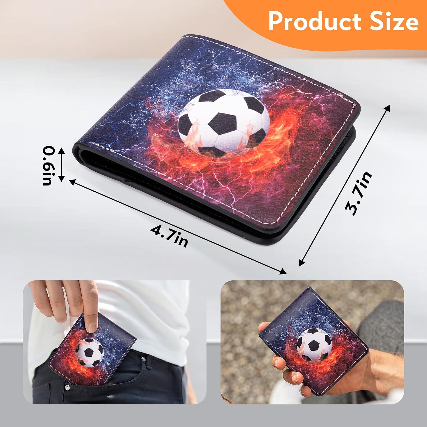 Kids Wallets for Boys Girls Teen, Birthday Gift for 5 6 7 8 9 10 11 12 13 Year Old Boys, Cool Soccer Rfid Blocking Kid Wallet With Zipper Coin Pocket, Novelty Wallet for Kids Christmas/Birthday Gift