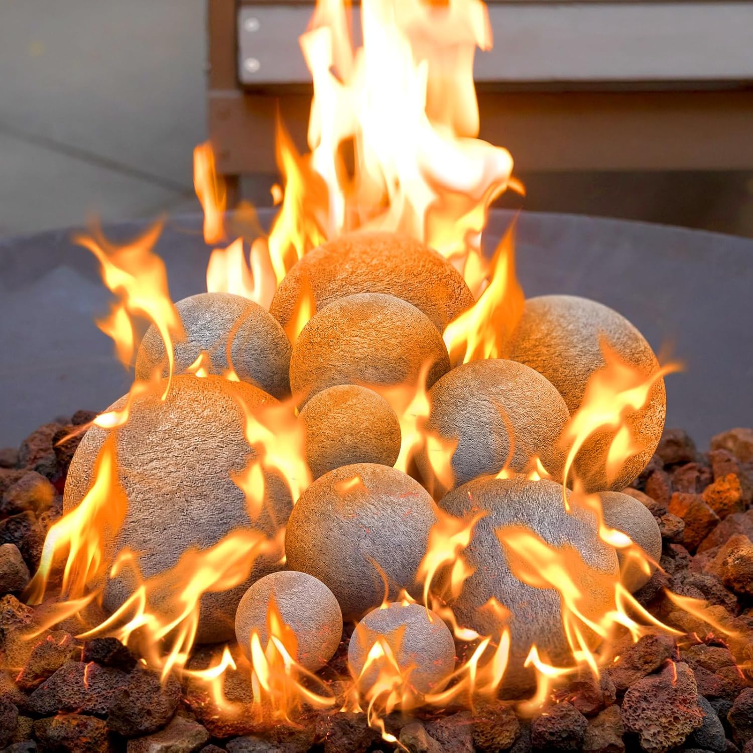 Sasylvia 12 Pack Ceramic Fire Balls Fire Pit Balls, Mixed