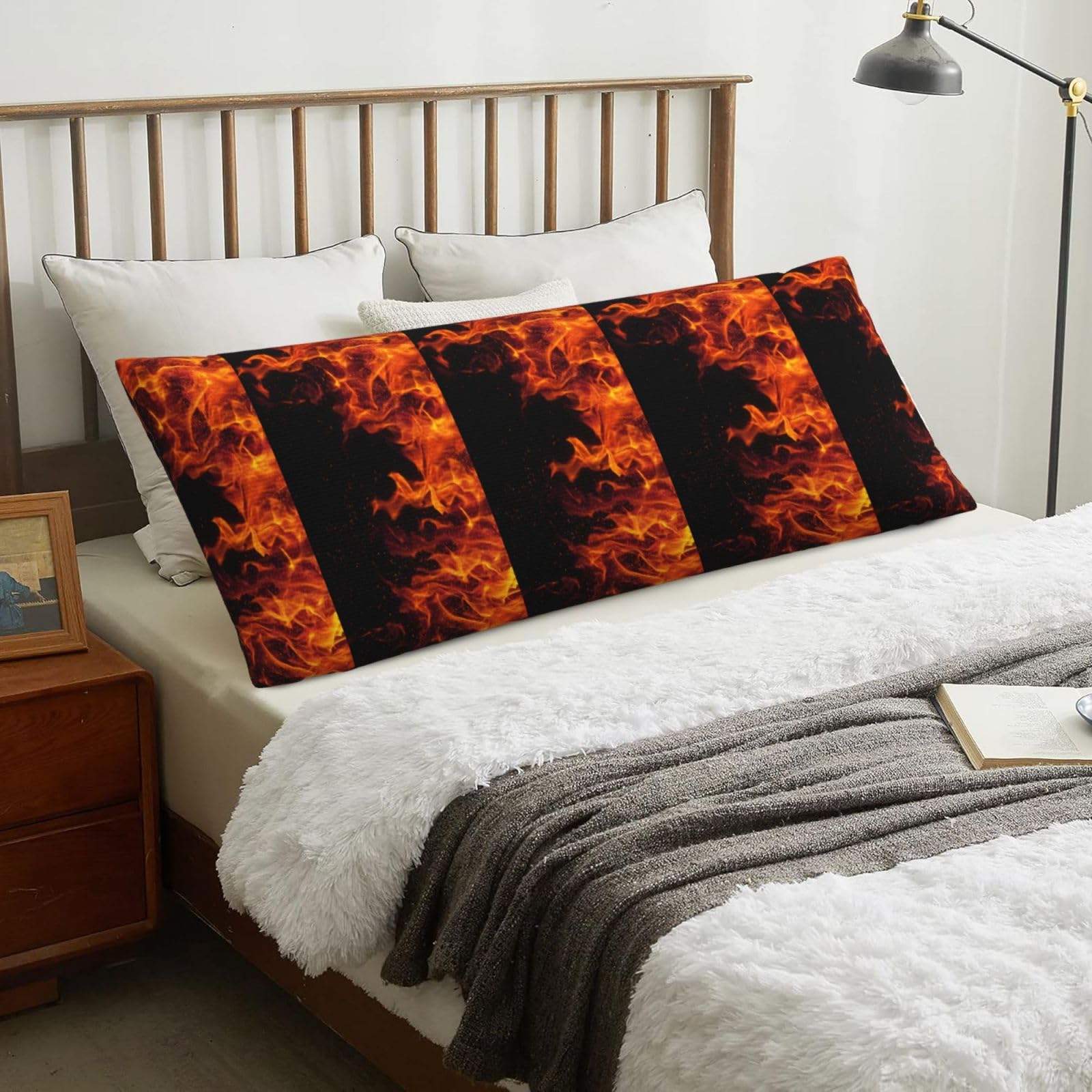 Fire Pattern, Body Pillow Cover with Zipper,Long Body Pillowcase 20 x 60 in