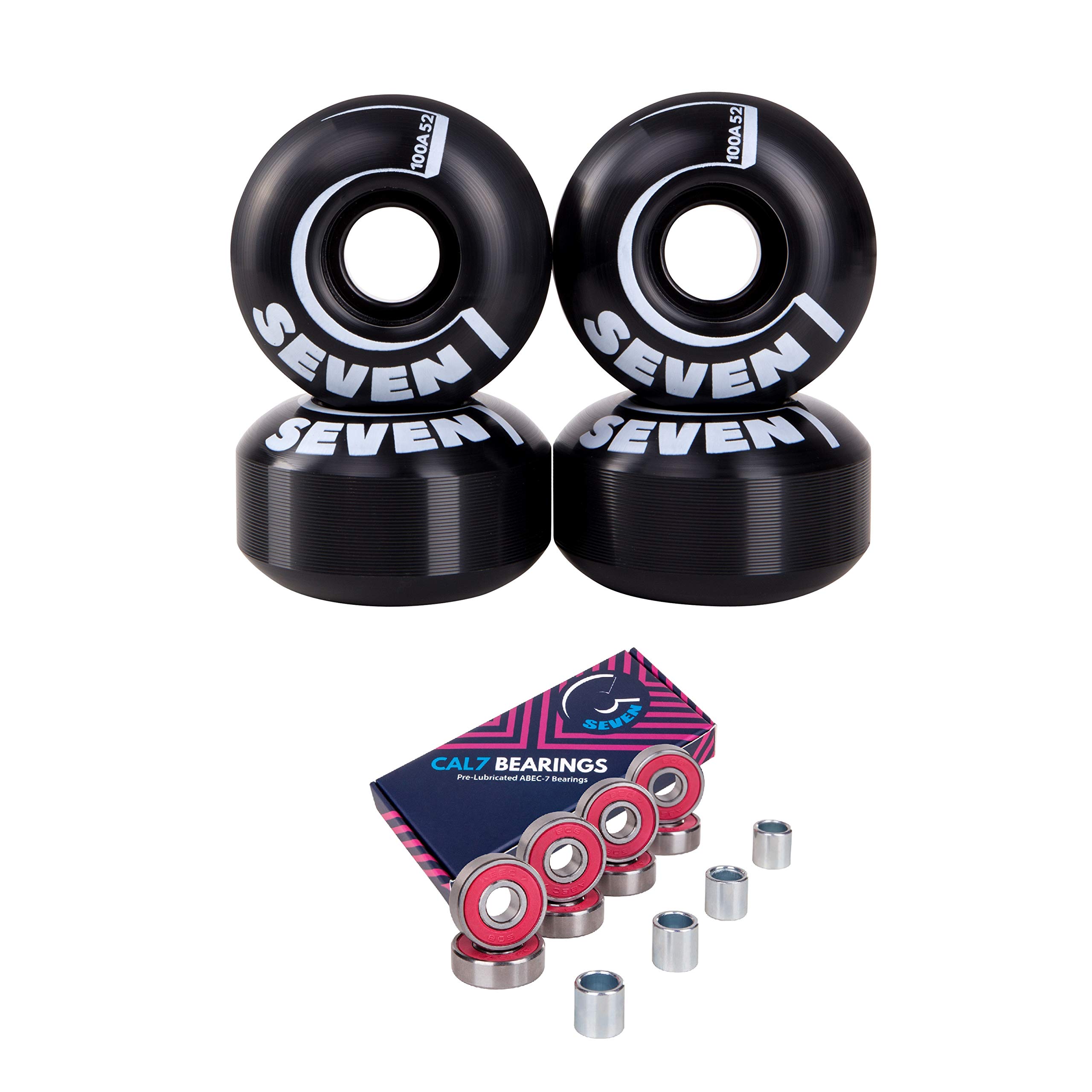 Cal 7 Skateboard Wheels and Bearings | 52mm 99A Wheel Set Combo (Old School)