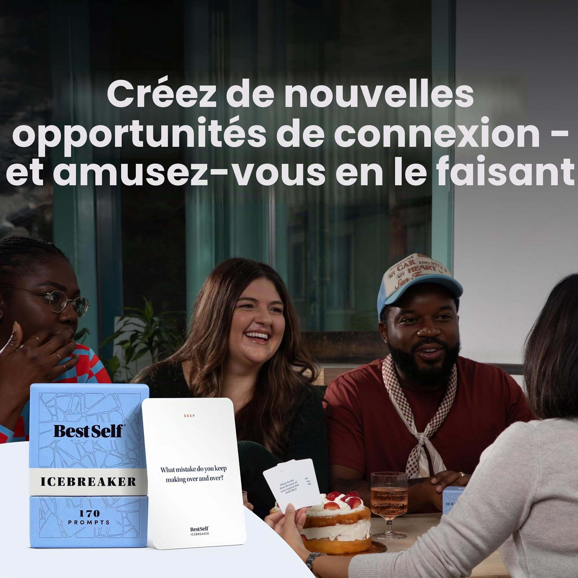 BestSelf Icebreaker Deck, Jeu Brise-Glace engageant, 170 Cartes de Conversation pour créer de Vraies Conversations pour Les Amis, Les collègues, la Famille, Les Rendez-Vous, Cartes de Conversation