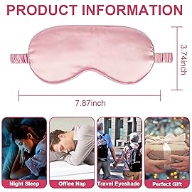 2Pack Silk Sleep Mask,IEKEODI Eye Mask for Sleeping,Elastic Blackout Eye Mask & Blindfold for Full Night\'s Sleep,Travel and Nap(Black+Pink)