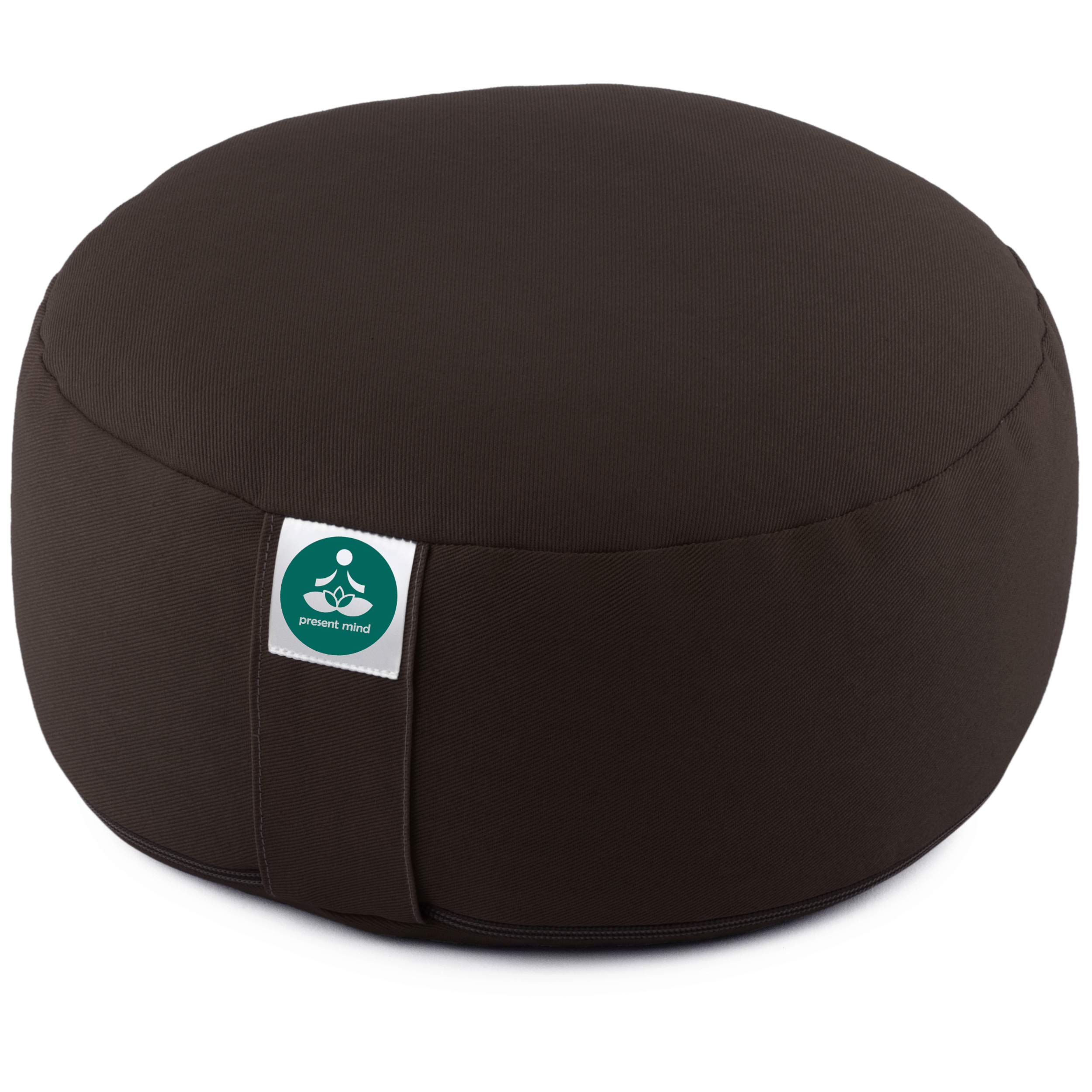 Present Mind Zafu Yogakussen, rond, zithoogte 16 cm, kleur: bordeauxrood, hoog yogakussen, meditatiekussen, gemaakt in de EU, wasbare overtrek, 100% natuurlijk yoga-zitkussen