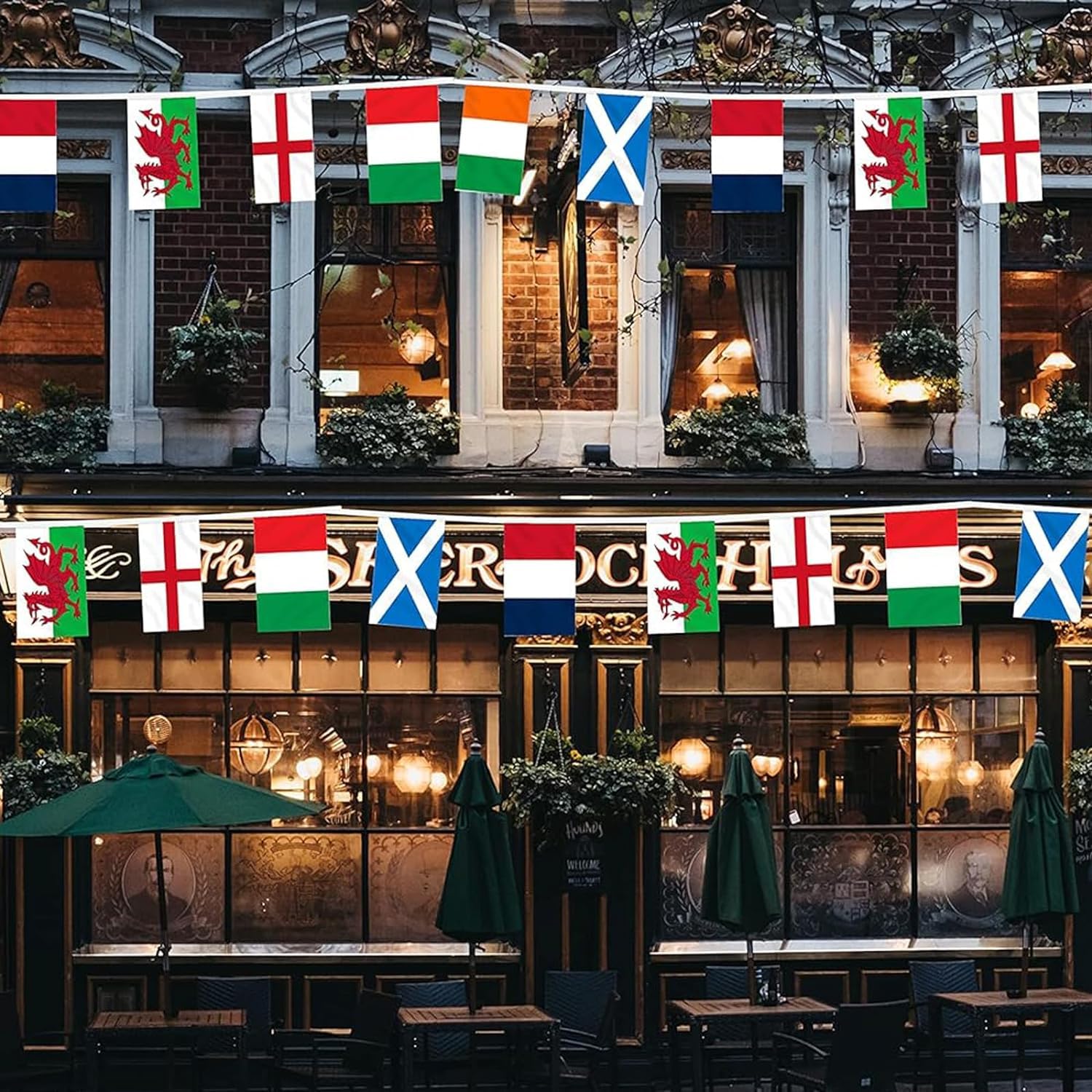 FSYKBT Six Nations Bunting,Six Nations Decorations,24 Flags - 8M for 6 Nations Rugby Decorations,Six Nations Flags of England,Scotland,Wales,Ireland,France,and Italy for Six Nations 2024 Rugby