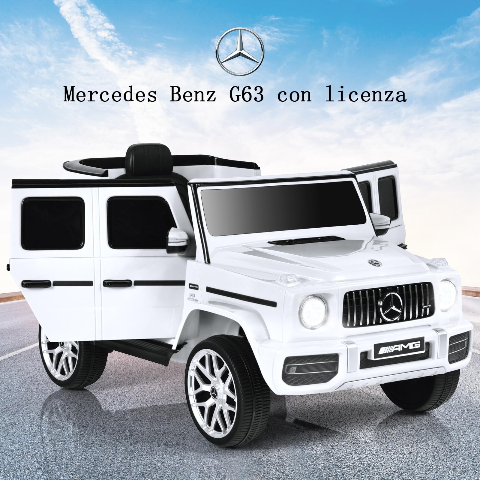COSTWAY Macchina Elettrica per Bambini 12 V Mercedes Benz, Veicolo Elettrico a 2 Porte con MP3,con Telecomando,Carico 12,5kg, con Clacson,luci a LED e Cintura di Sicurezza, per 3 a 8 Anni (Bianco)