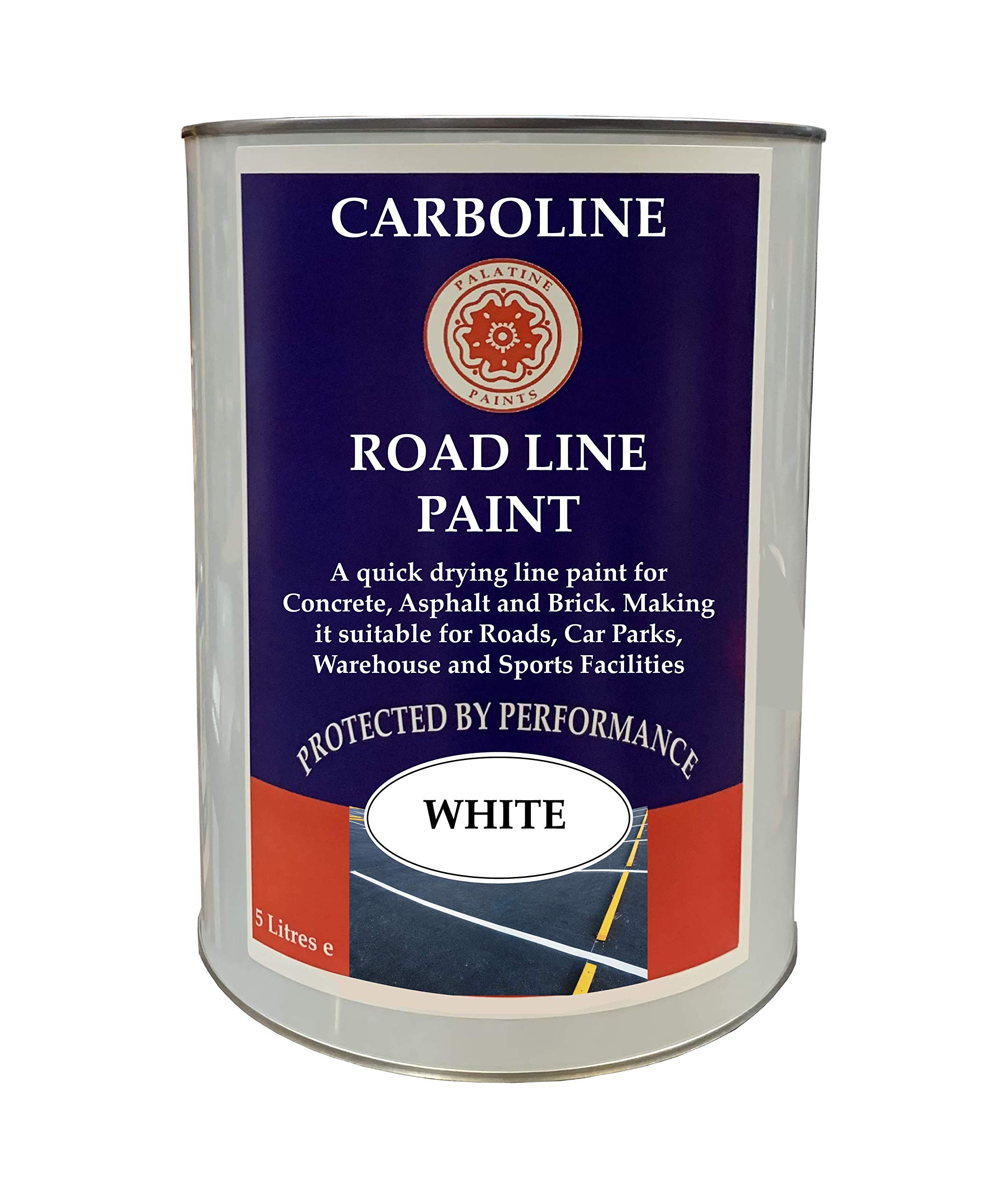 Palatine PaintsProtected By Performance Road Line Marking Paint 2.5lt | 5lt (5 Lt, White)