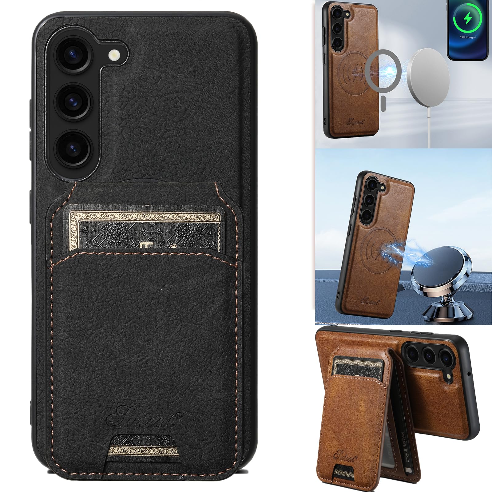 for Samsung Galaxy S24 Plus case M-ags-a-fe Compatible Galaxy S24 Plus case with Card Holder for Men Samsung S24 Plus 5G Phone case m-ag-sa-fe Compatible Wallet Detachable 2-in-1 Magnetic (H16 Black)
