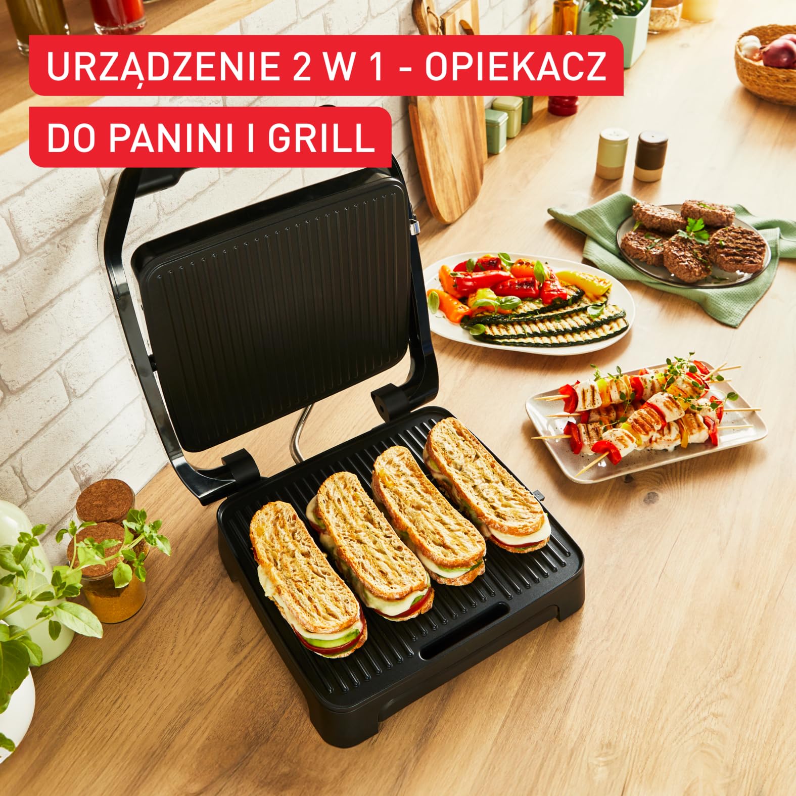 Tefal Inicio Classic GC271810 - Parrilla 2 en 1 de contacto y para paniniga, 2000 W, diseño compacto, carcasa de acero inoxidable, bandeja colectora de zumo, placas antiadherentes, color negro