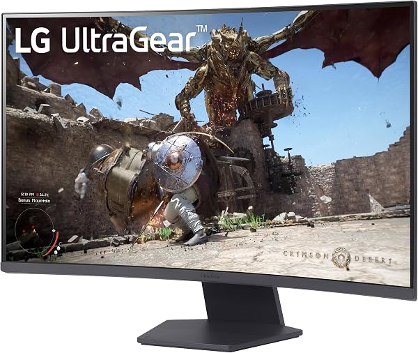 LG 32GS60QC-B Ultragear 32-inch Curved Gaming Monitor QHD (2560x1440) 180Hz 1ms 1000R AMD FreeSync HDR10 HDMIx2 DisplayPort Borderless Design Black Stabilizer DAS Crosshair FPS Counter - Black - 4