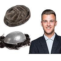 Vista 30 de GEXWORLDWIDE GEX - Peluca de cabello humano ultra fino de 62 colores para hombre, 0.002 in, 8 x 10 pulgadas, cabello humano negro azabache oscuro