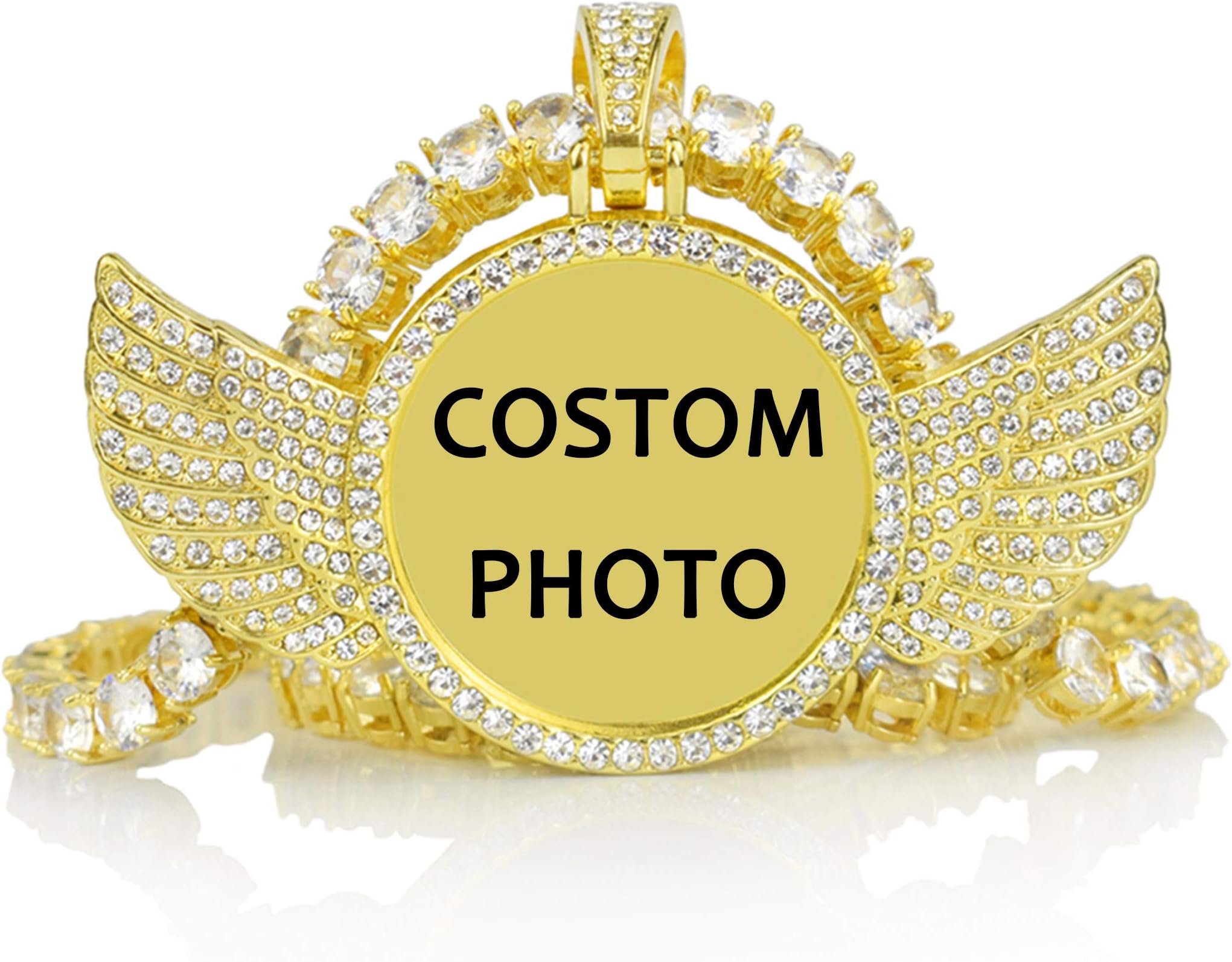 Picture Necklace Personalized Photo Pendant For Men Chain Necklaces With Photo Necklace Customized Picture Personalized Memory Necklace For Women Mother Hip Hop Jewelry Gift For Birthday Anniversary