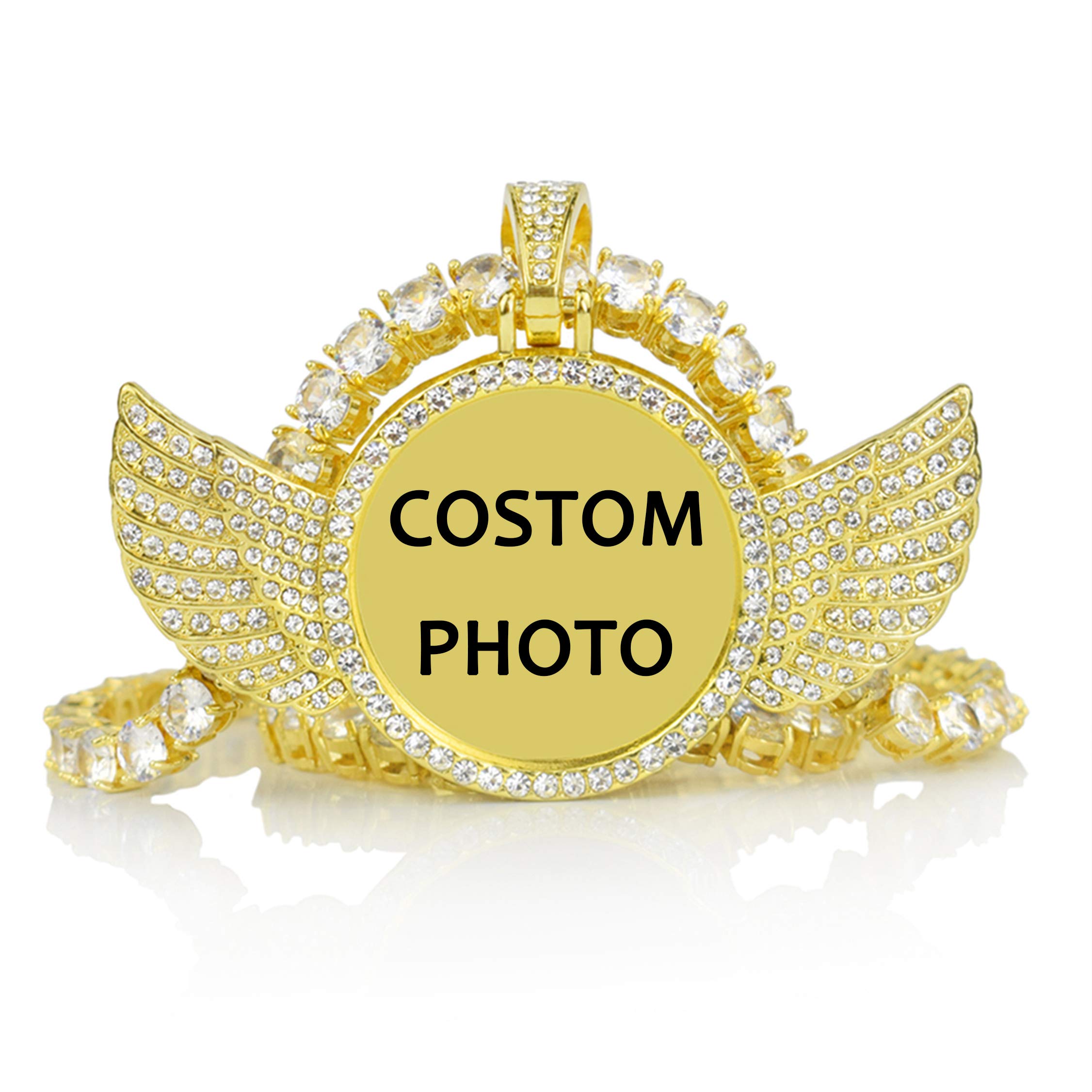 Picture Necklace Personalized Photo Pendant For Men Chain Necklaces With Photo Necklace Customized Picture Personalized Memory Necklace For Women Mother Hip Hop Jewelry Gift For Birthday Anniversary