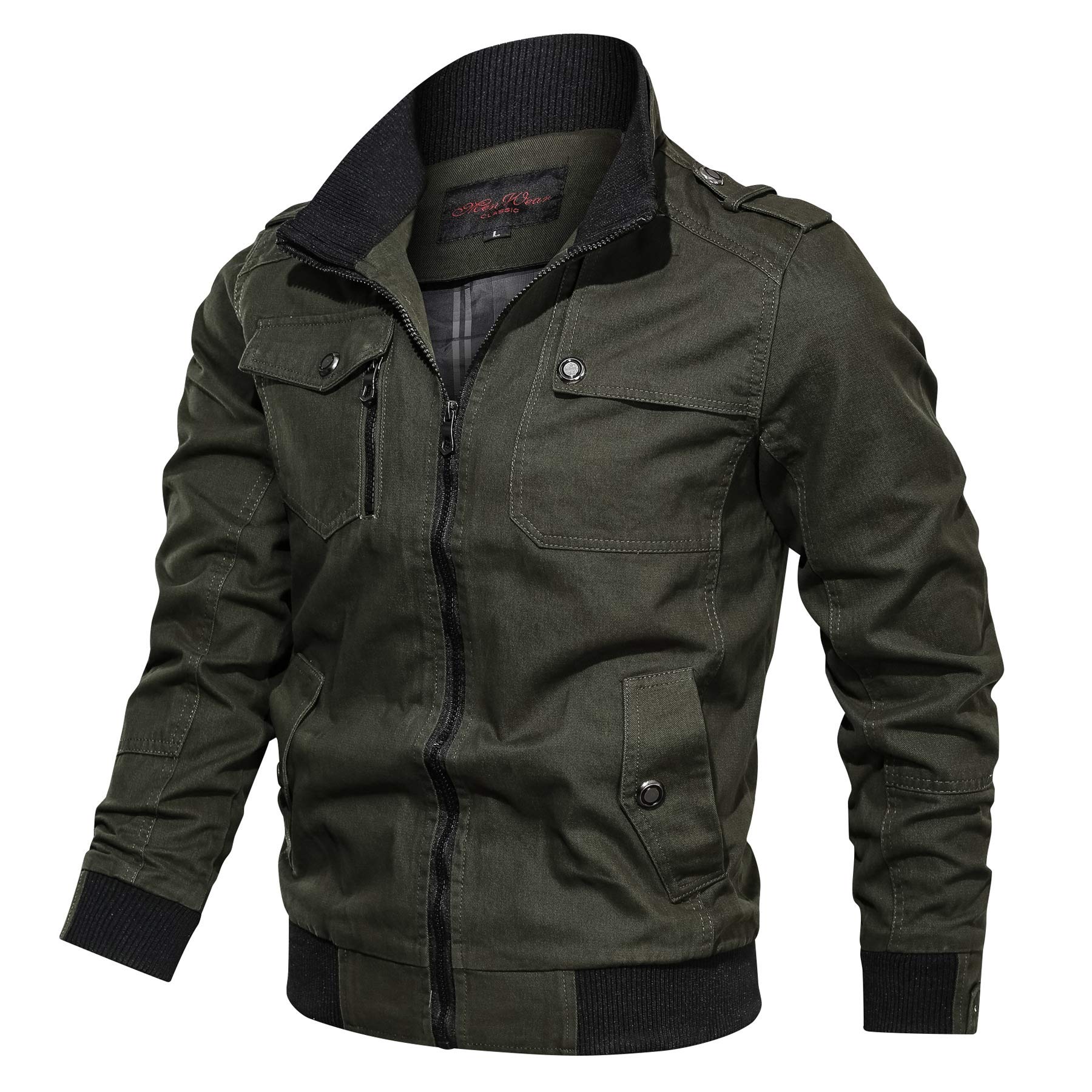 ジャケット・アウター 4way satin military jacket ミリタリージャケット メンズ ワークマン フライトジャケット