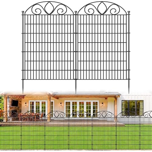 10 Panels No Dig Decorative Garden Fence Panel – 48" H X 26.25' L Rustproof Metal Dog Fence Outdoor for Yard, Animal Barrier Fence for Pet, Garden Border, Patio, Flower Beds| Temporary Fencing