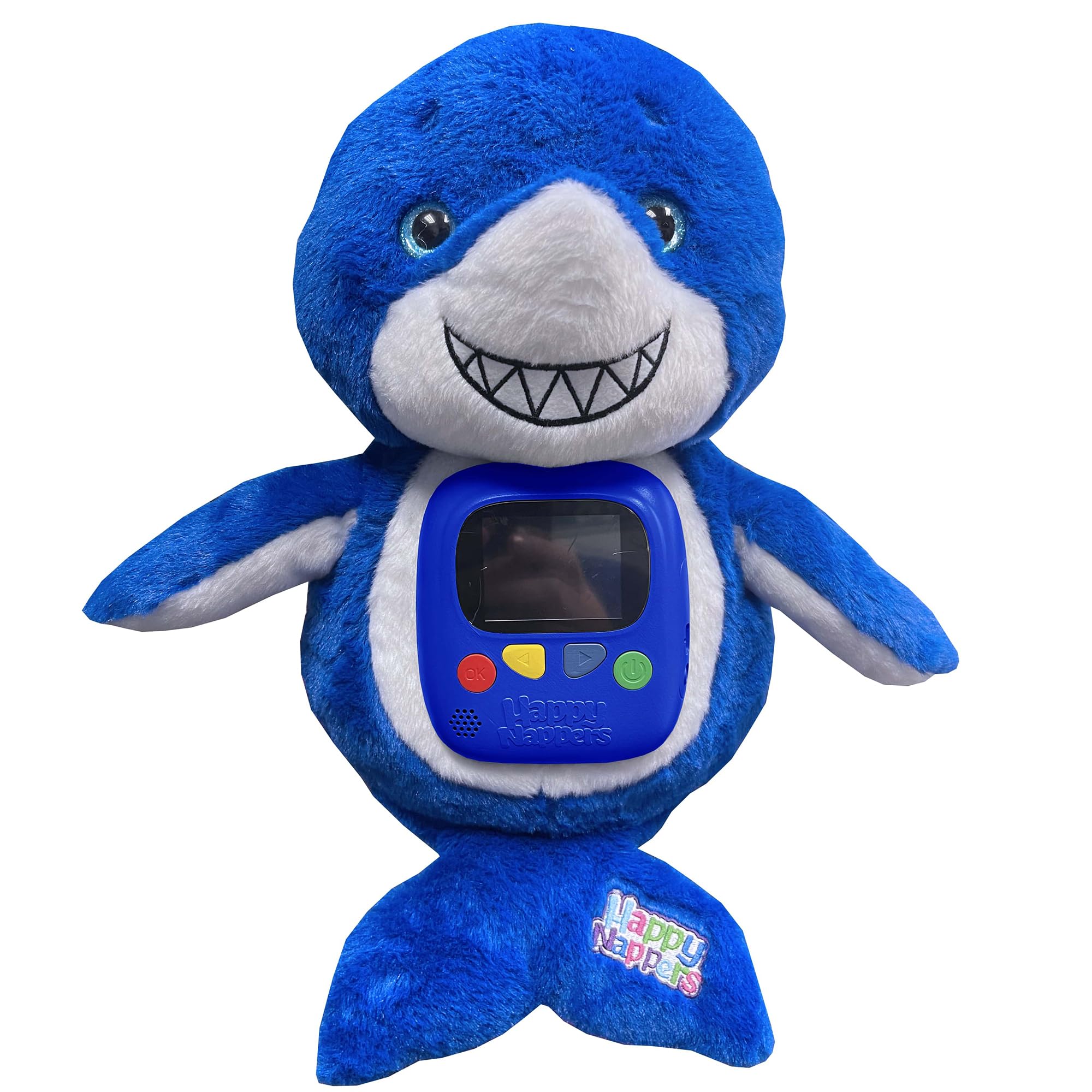 Happy Nappers: Photoflix - Max Blue Shark - Photo & Video Viewer, Digital Screen, Plush Animal Toy, USB Cable & Headphones, Upload & Share, Kids 3+