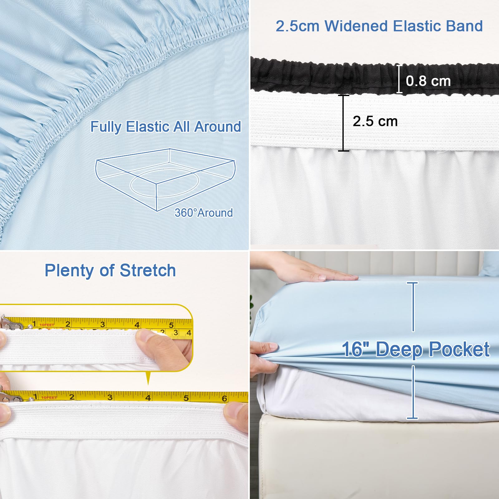 PHF Cooling Bamboo Rayon Fitted Sheet - Twin Size, 16\" Deep Pocket, Silky Soft & Breathable For Hot Sleepers - View #9