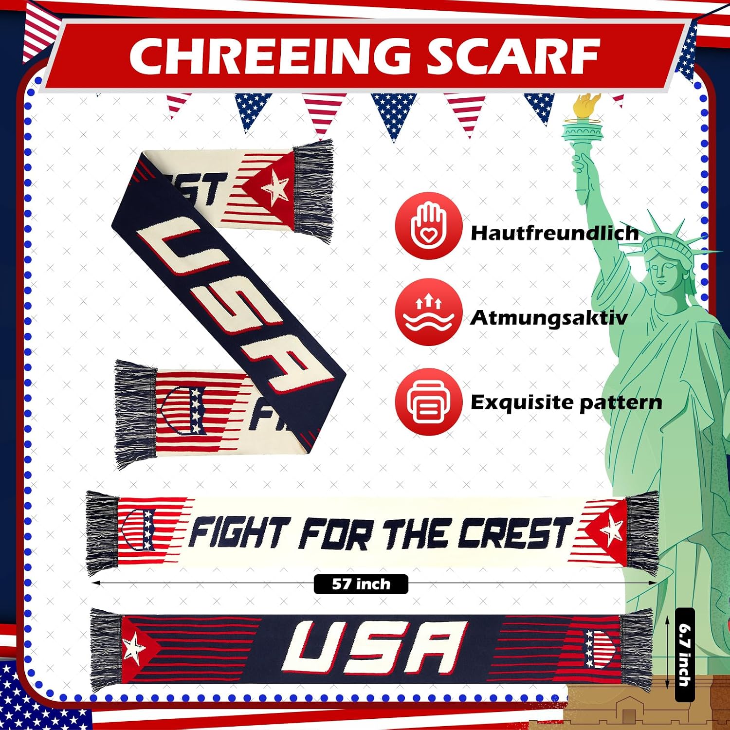 Soccer Scarf Knit Soccer Fan Souvenir Scarf High Definition Double Side Logo Print Scarves Gifts for Men Women