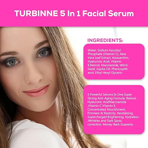 Miniatura 7 de TURBINNE Suero facial 5 en 1 durante la noche. 5 sueros potentes. Retinol, ácido hialurónico, niacinamida, vitamina C y E. Potente