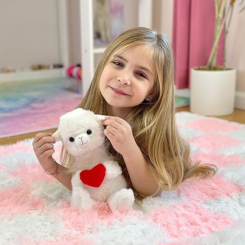 Miniatura 4 de Animal de peluche para el día de San Valentín, animal de peluche de llama, 8.5 pulgadas de alto, peluche de corazón de San Valentín