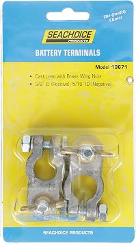 Seachoice Boat Battery Terminal Set w/ Wing Nuts, Includes Positive and Negative Terminals