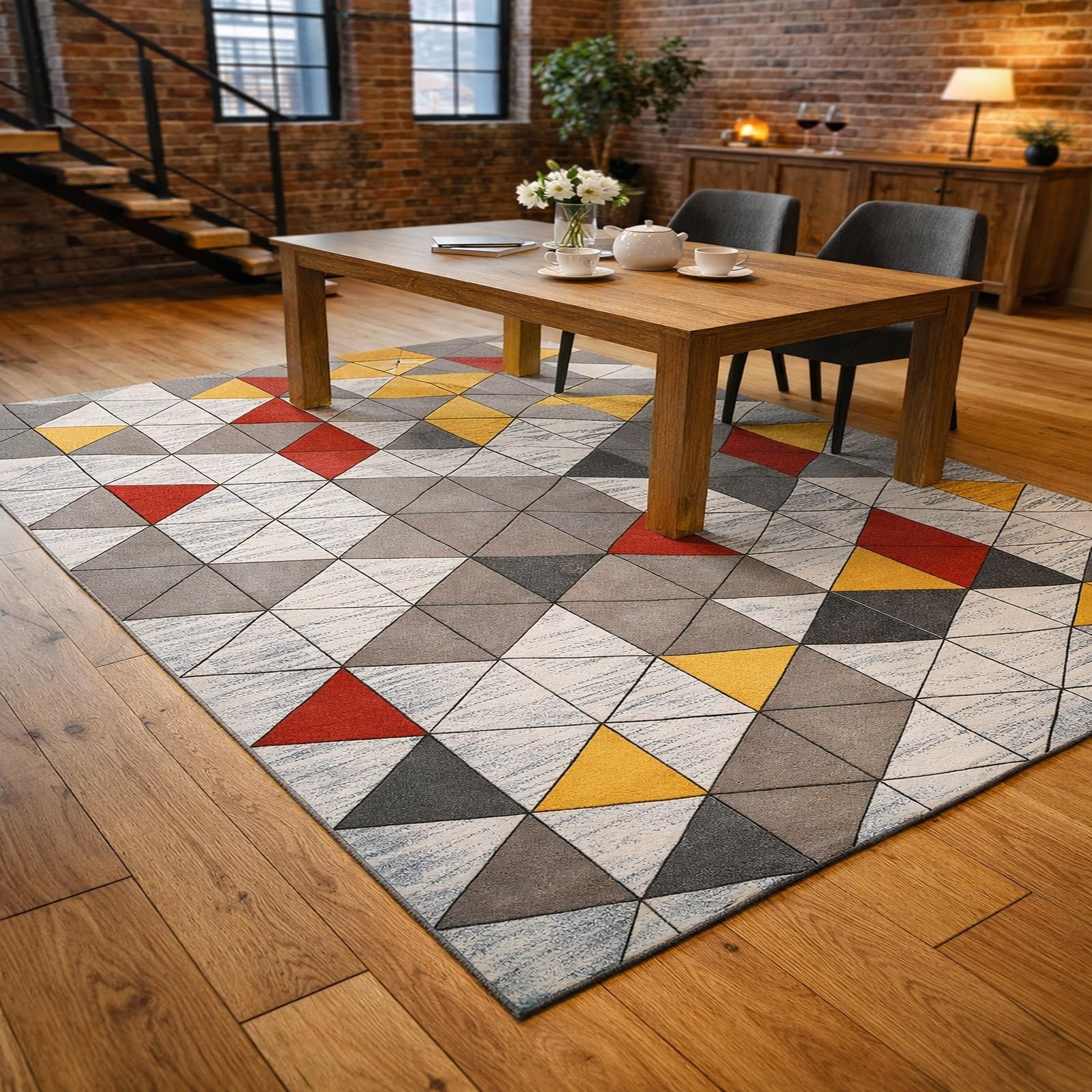 Tapis lavable grand format idéal pour protéger le sol de la salle à manger