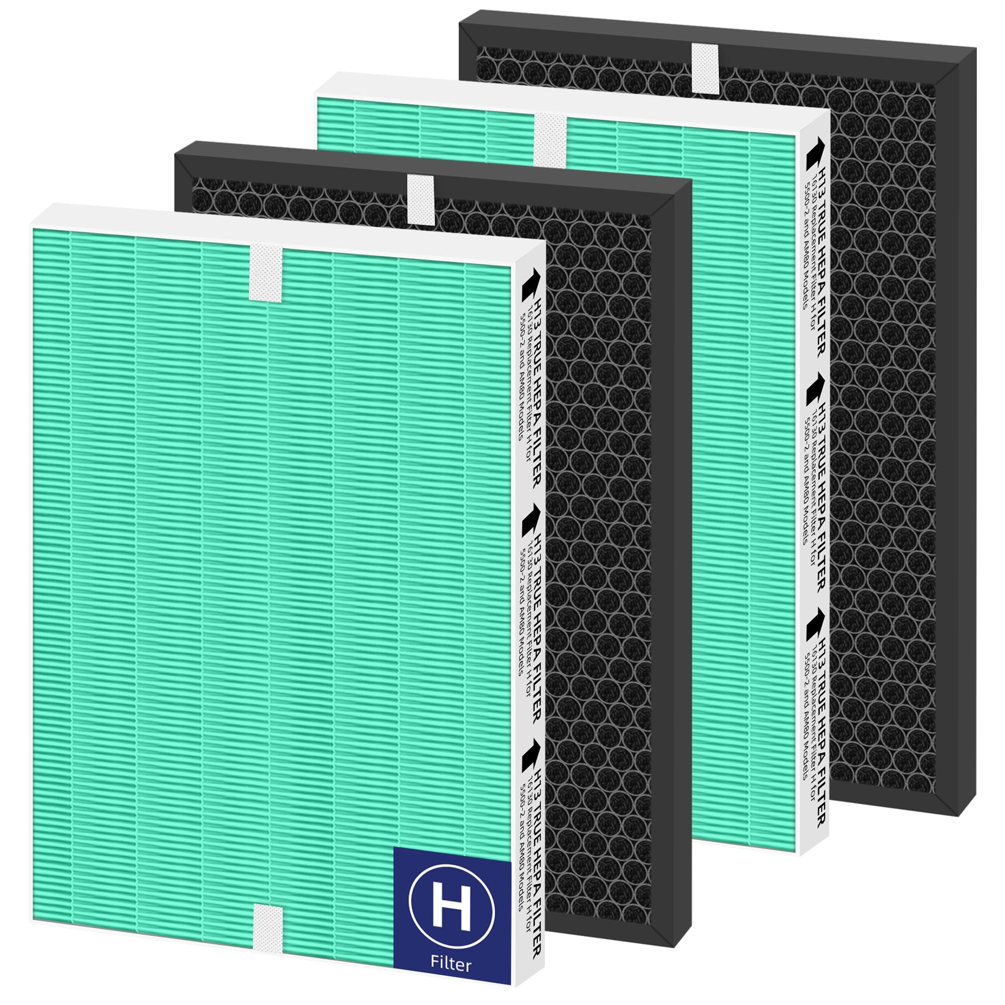 Photo 1 of 116130 HEPA Toxin Absorber Replacement Filter H for Winix 5500-2 Am80 Plasmawave Air Purifier True HEPA Carbon Filter,2 Set,Green