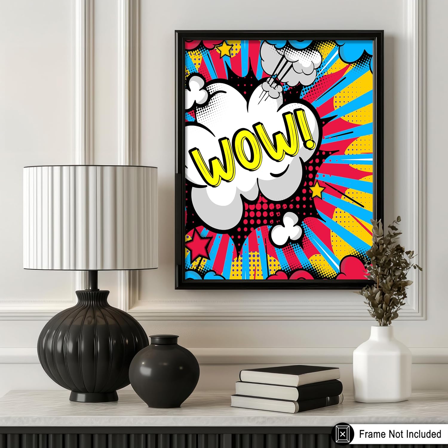 Poster Master Wow Poster - Cloud Bubble Print - Explosion Illustration - Graffiti Art - Pop Design - Colorful Visual - Vibrant Living Room or Bedroom Decor - 8x10 UNFRAMED Wall Print