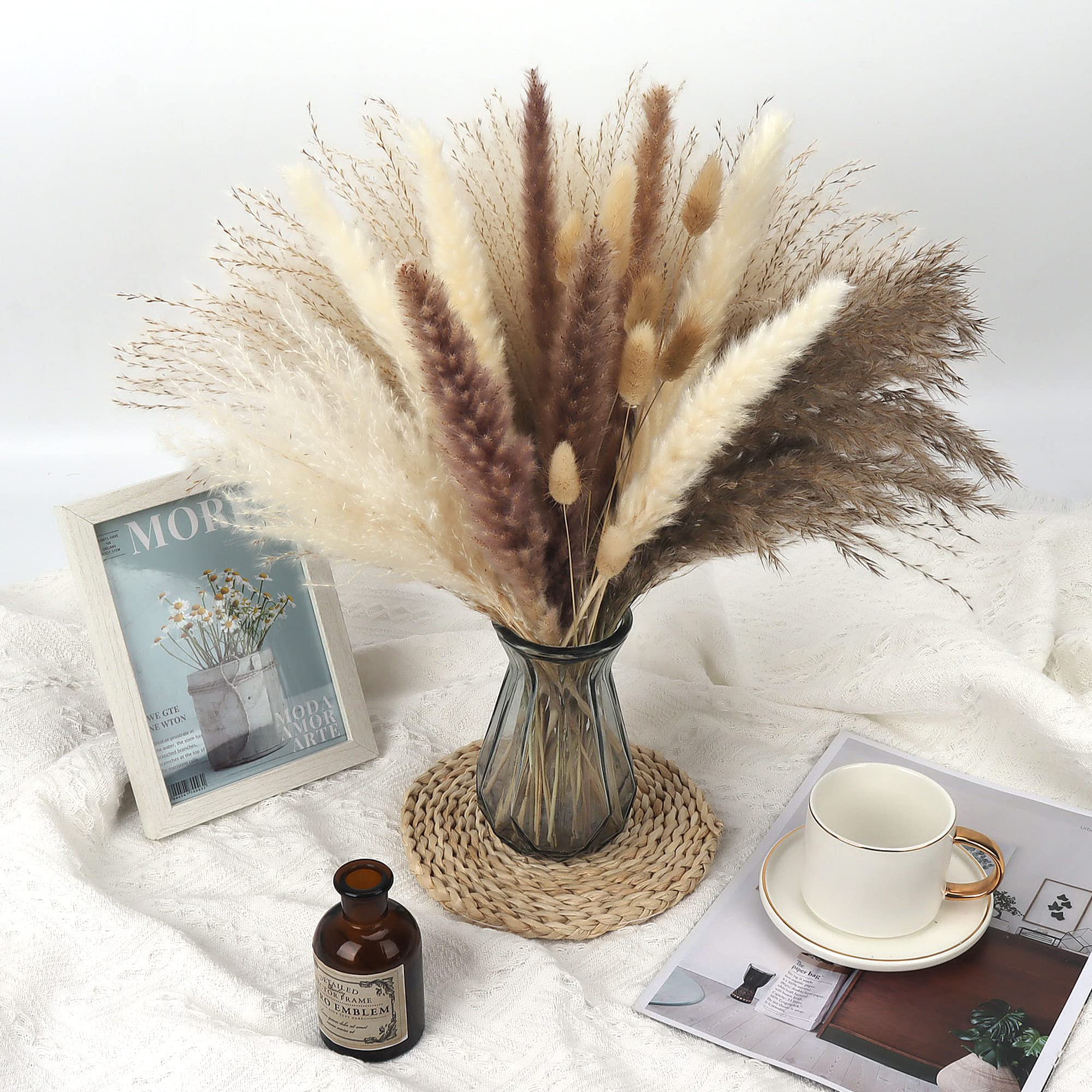Buy 65Pcs Natural Dried Pampas Grass, 17" Pampas Grass Decor,Boho