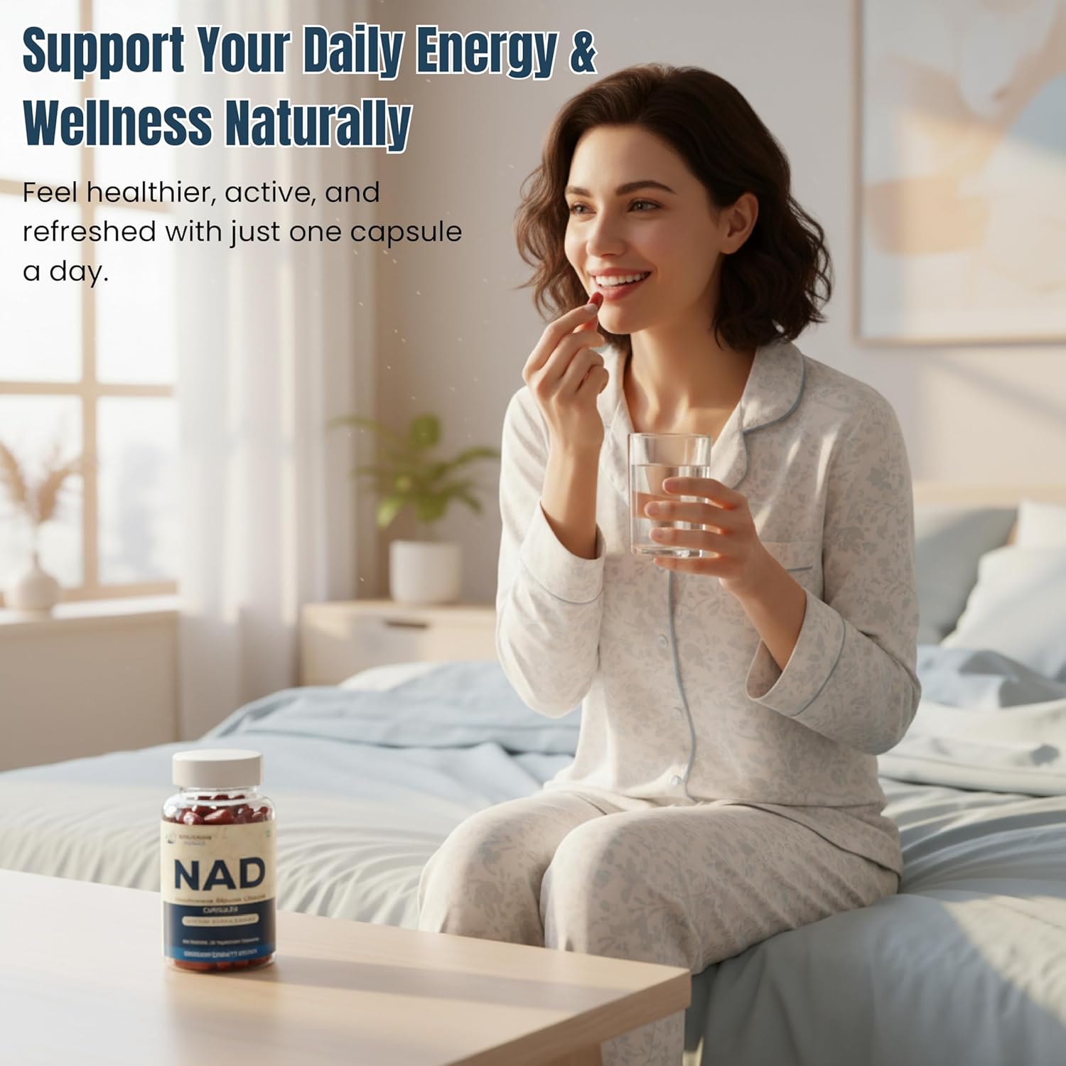 NAD+ Nicotinamide Riboside Chloride Capsules – 30 Capsules, Dietary Supplement – Plant-Based, Non-GMO, Soy-Free, 100% Vegan – Daily Nutritional Support, Third-Party Lab Tested