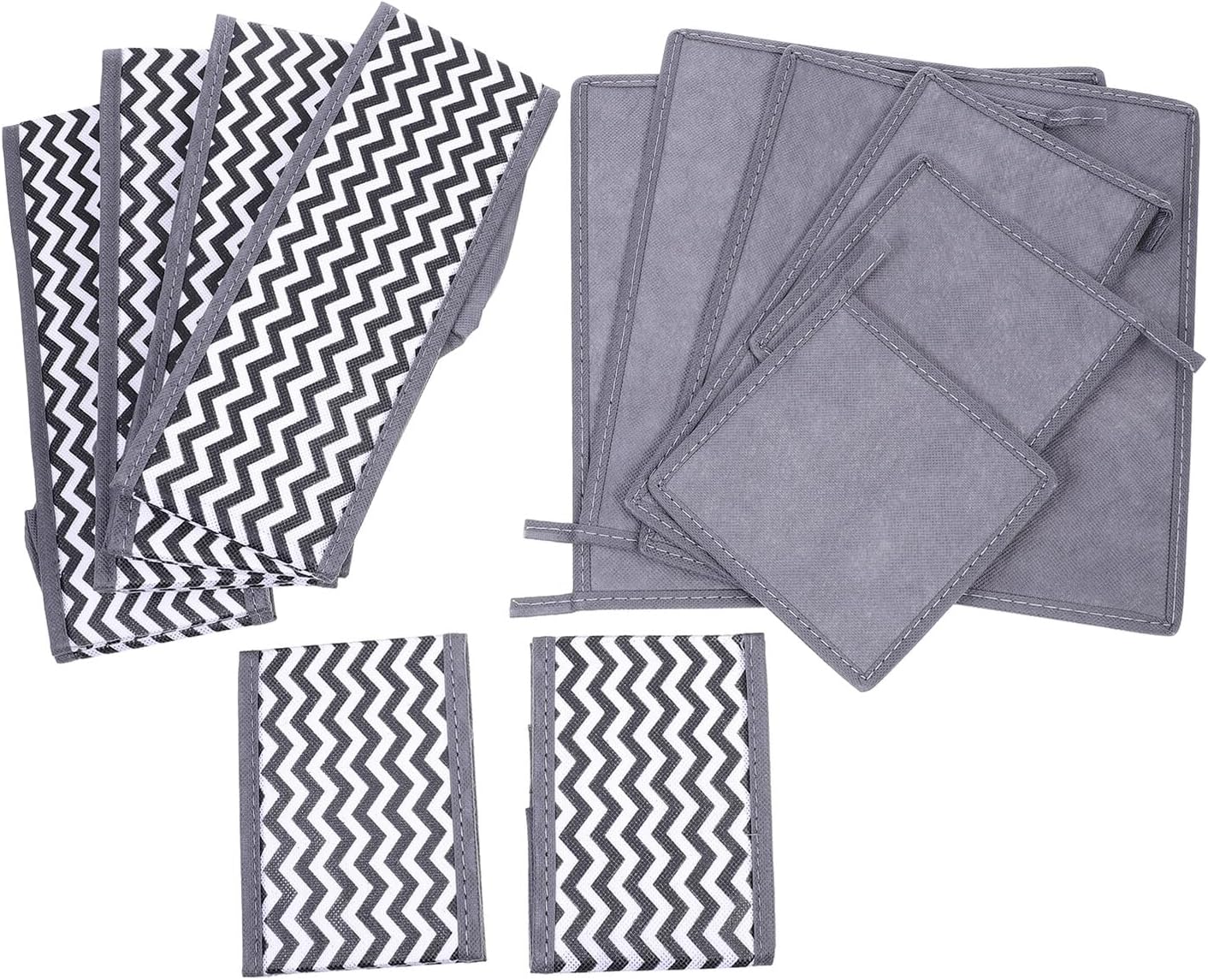 6pcs Folding Underwear Storage Box Set with Wave Pattern, Black and White Simple Storage Cases for Socks and Clothes, Versatile Closet Organizer for Home and Travel