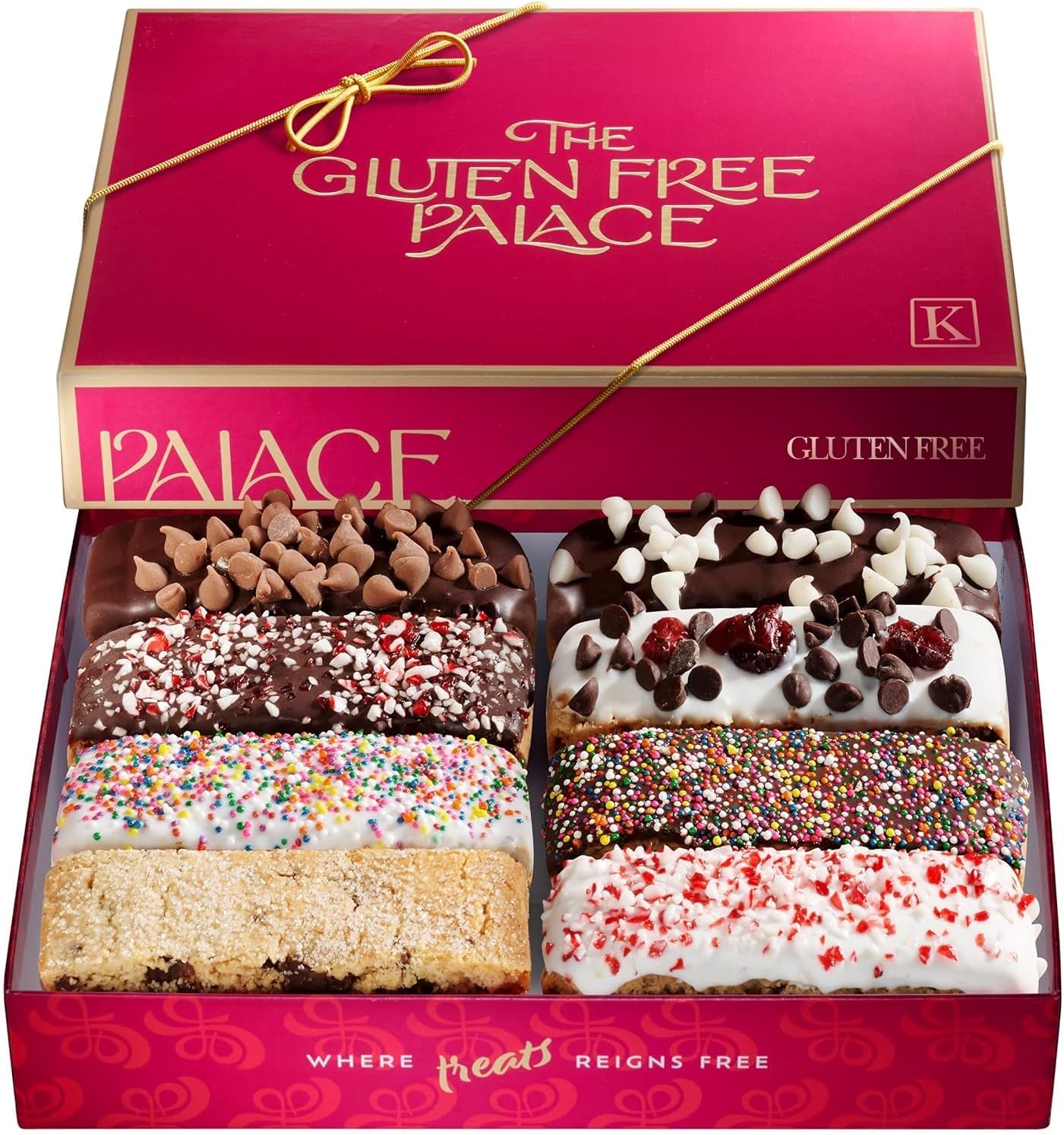 Gluten Free Palace Biscotti Cookies Gourmet Gift Basket, 8 Flavors (8 Count