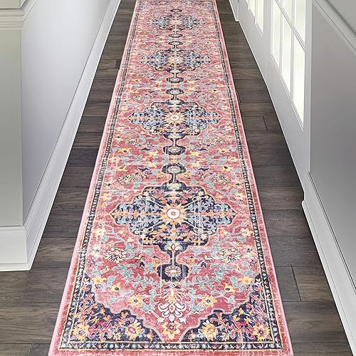 Miniatura 82 de Pauwer Tapete bohemio vintage para pasillo de 2 x 8, lavable, antideslizante, estilo rústico, para lavandería, cocina, baño, dormitorio