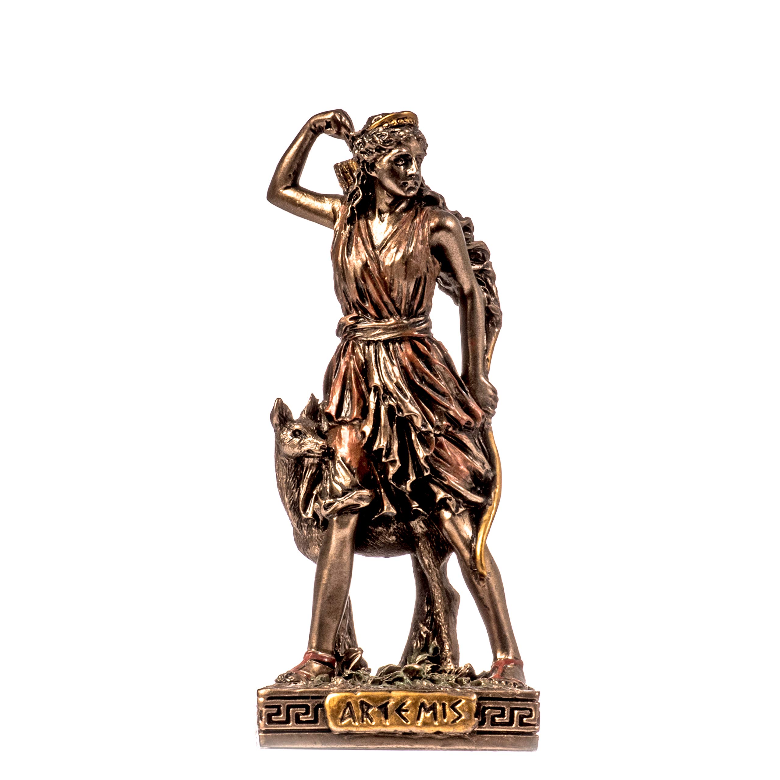 Beautifulgreekstatues Bronze Artemis Diana Greek Goddess Of Nature Miniature Cold Cast Statue Figurine 3.42"