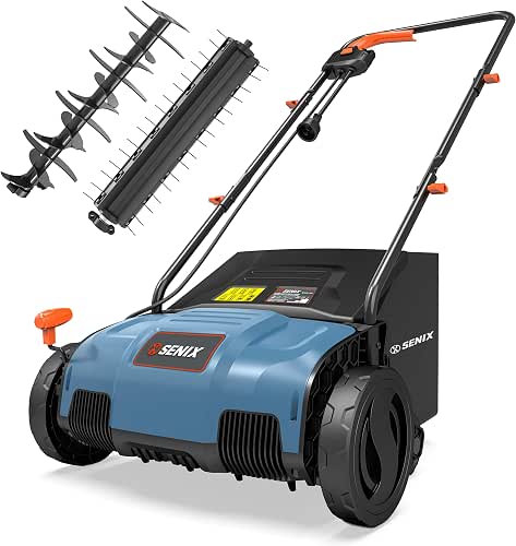 SENIX 12 Amp 13-Inch Corded Electric Dethatcher and Scarifier with