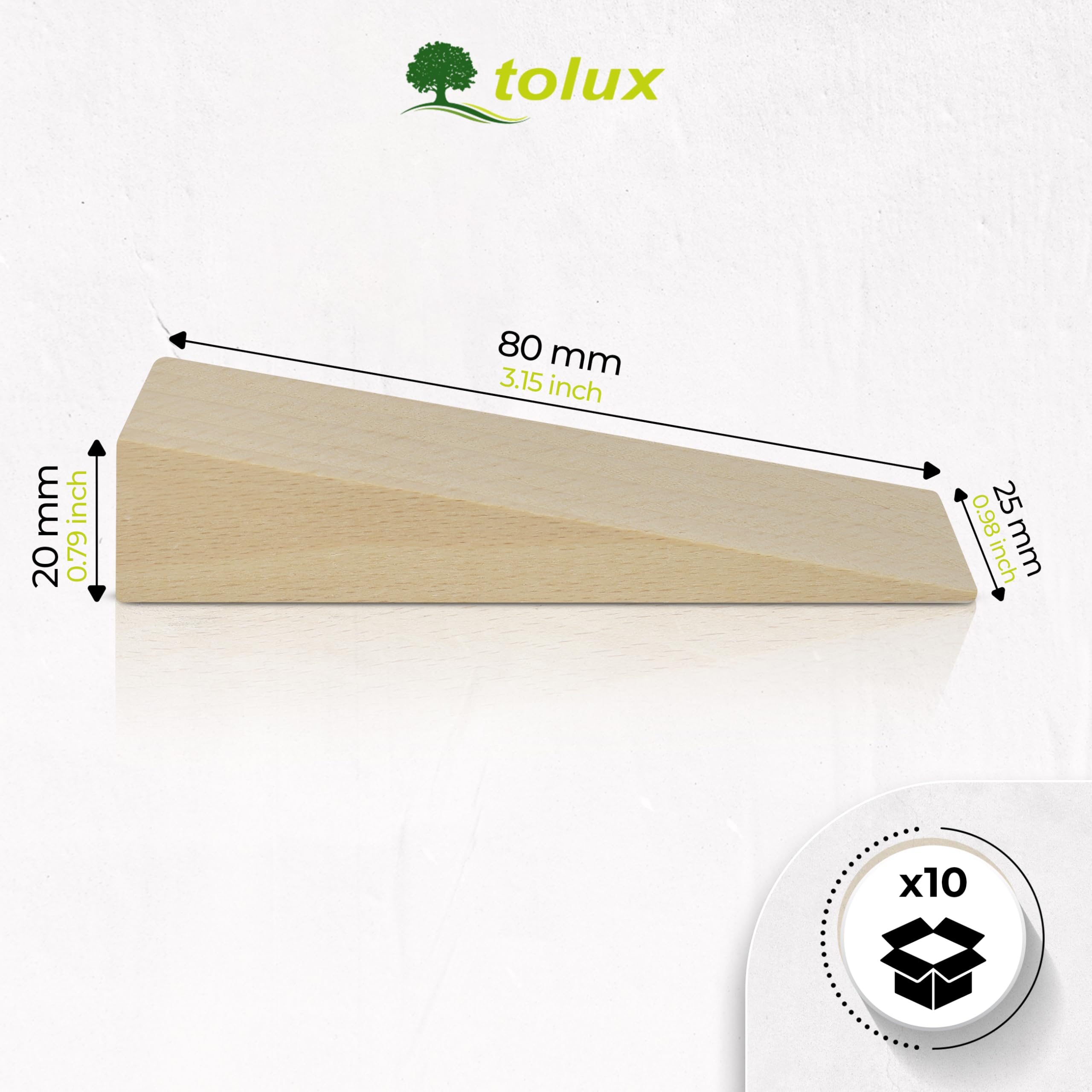 Amazon.com: Tolux Wooden Wedges, 80 × 25 × 20 mm (3.15