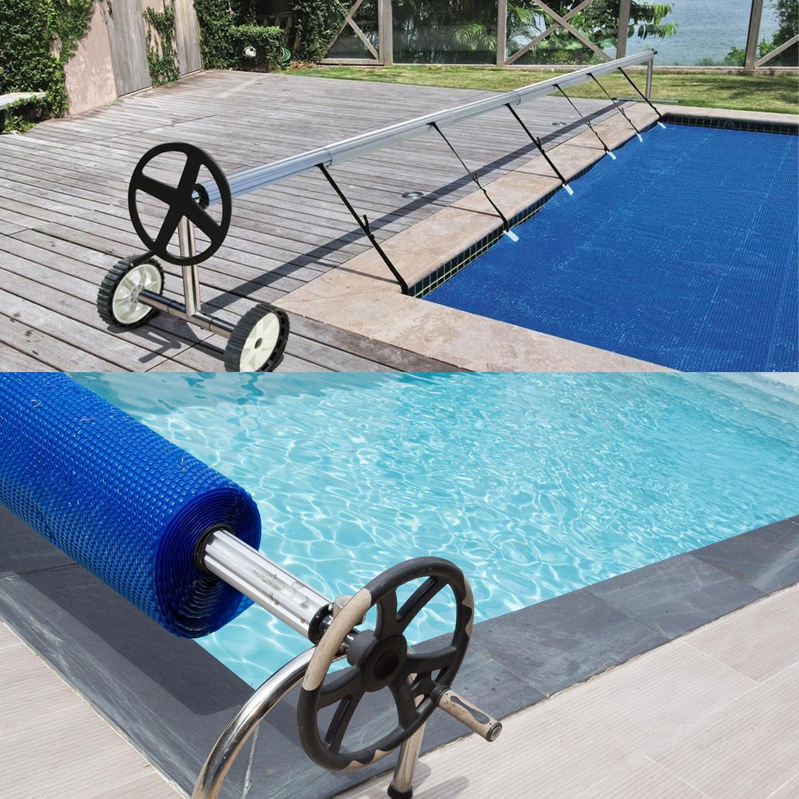 BORDEAG 12 Piezas Kit De Fijación De Cubierta Solar para Piscina, Enrolladores De Piscina para Película Solar, Enrolladores Cobertor De Piscina, Accesorios Fijos Universales para Piscinas Universales