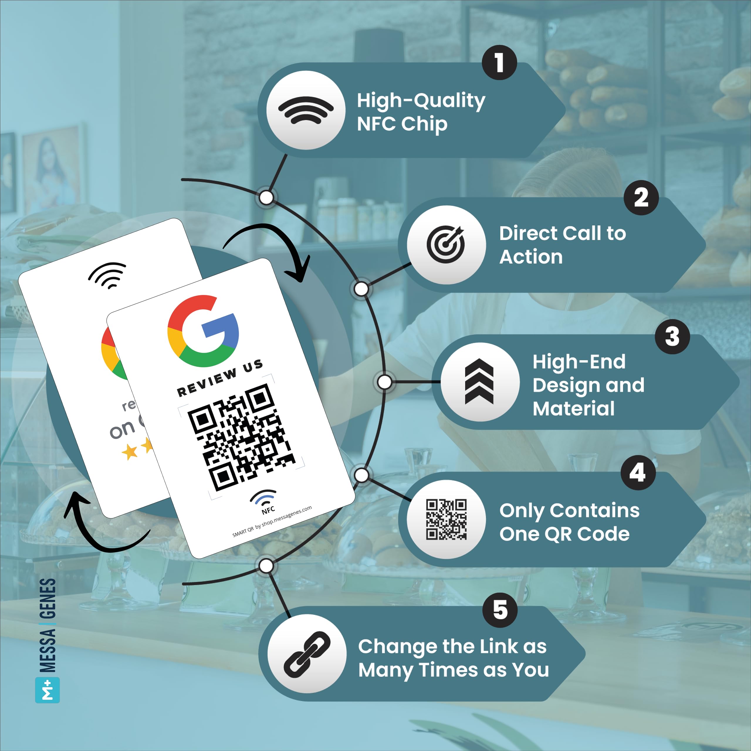 Reusable Review Tap Card for Google Reviews, 1 Review Card, QR & Tap NFC Review Card, Review Us on Google Tap Card - Image 2