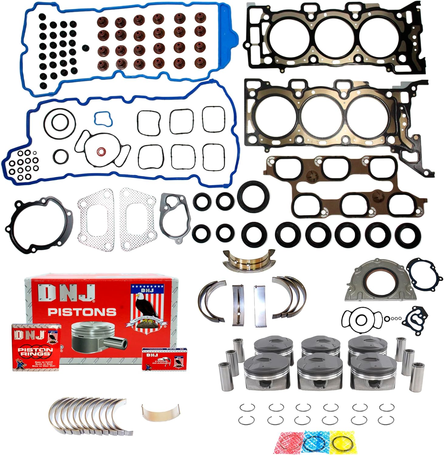 DNJ EK3230 Engine Rebuild Kit for 2010-2011 Buick, Cadillac, Chevrolet, GMC, Saab 9-4X, CTS, Equinox 3.0L V6 24V DOHC 182cid