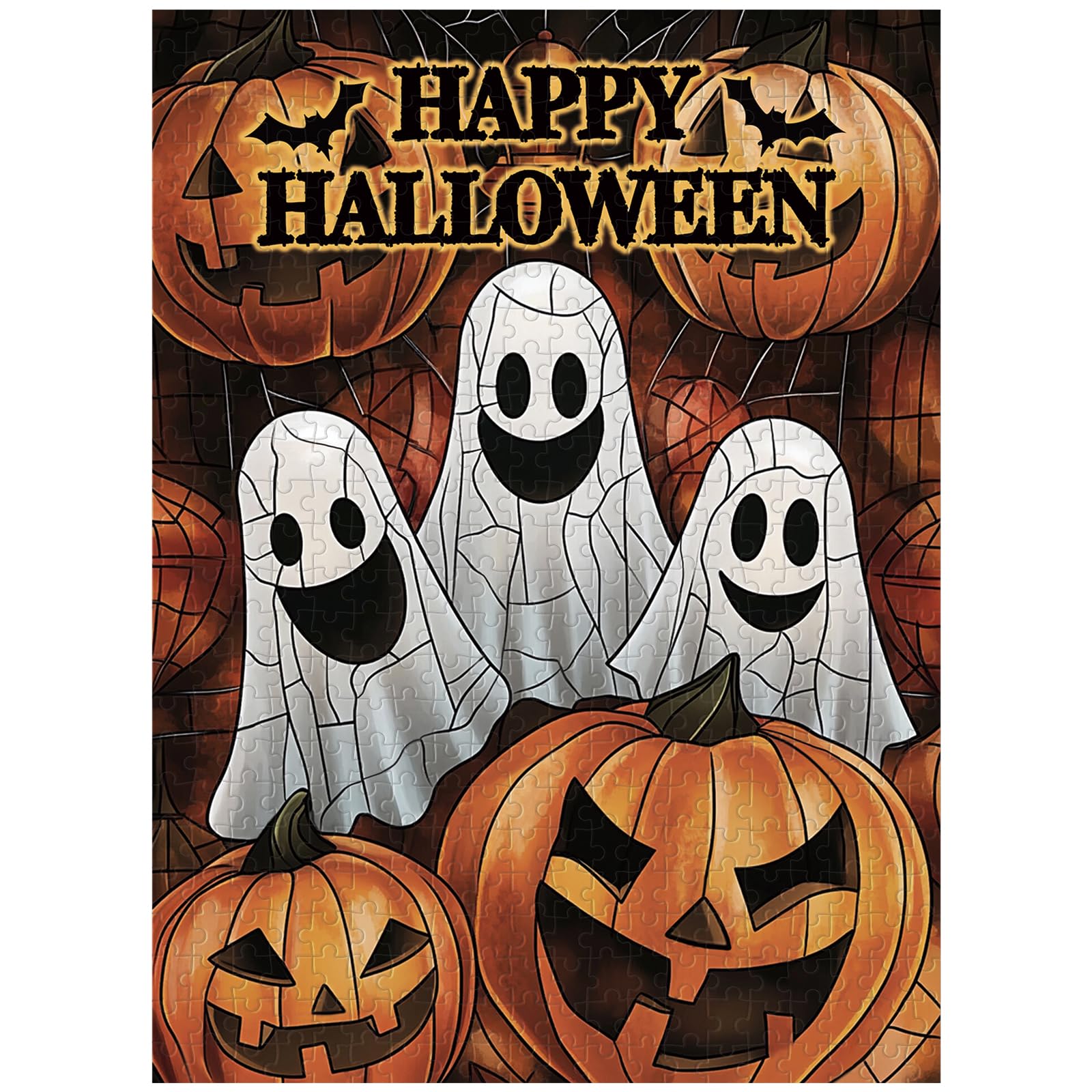 Great Jigsaw Puzzles for Adults 500 Pieces Halloween Pumpkins Ghost Wooden Challenging Puzzles Gift for Friends Family Home Decoration Puzzle