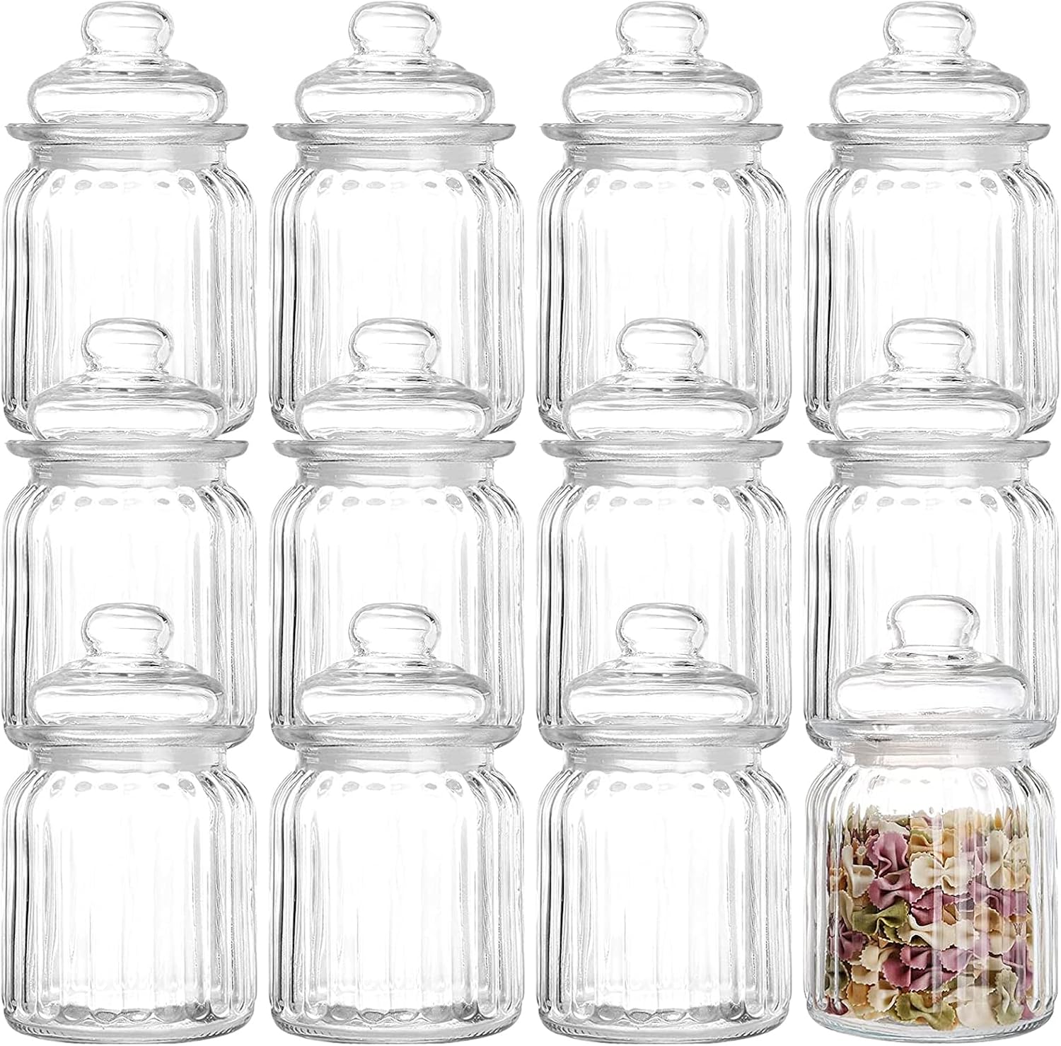 12 Pack Elegant Cookie Jar. 10 Oz Small Glass Jar With Glass Airtight Lid. Candy Jar Cookie Jars