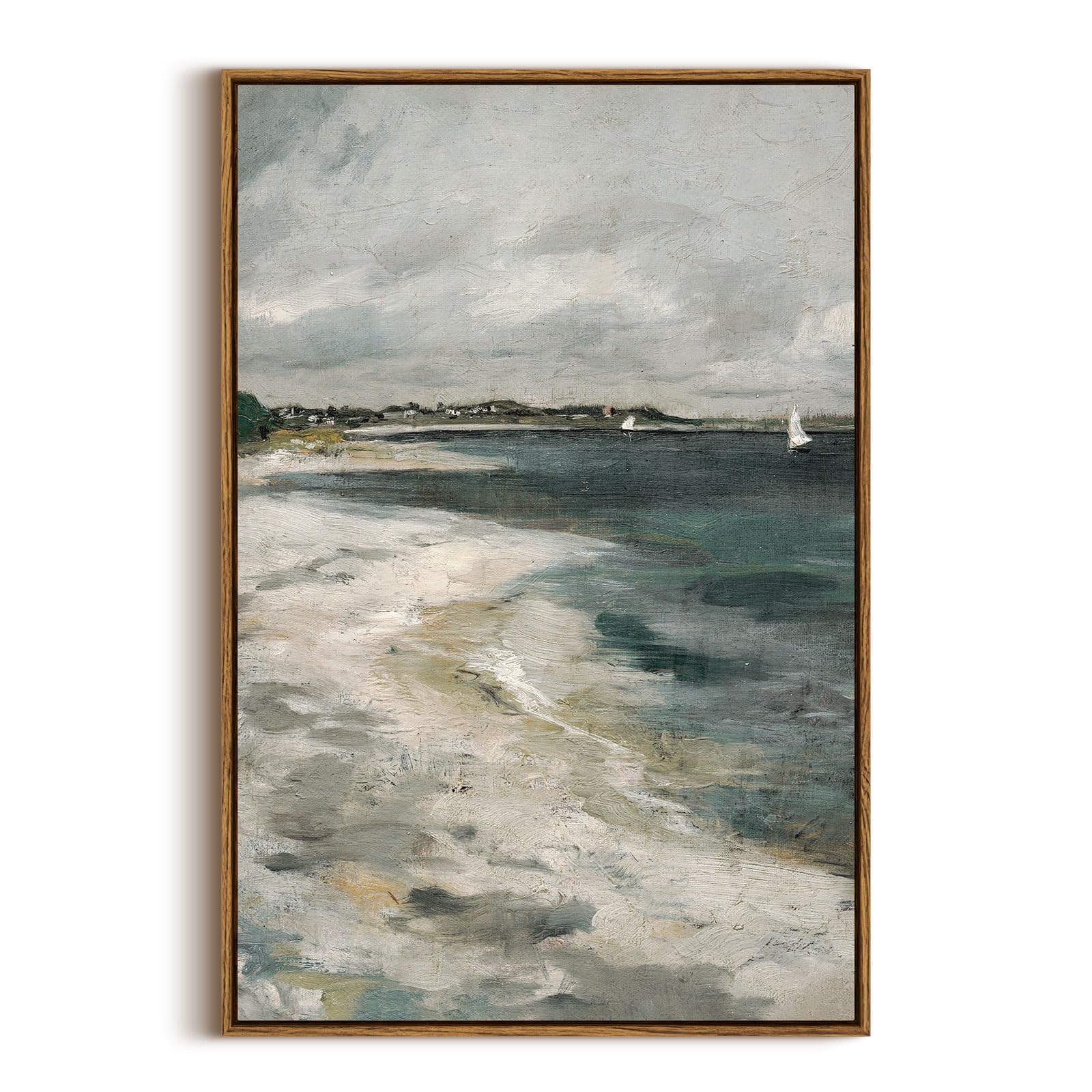InSimSea Framed Canvas Wall Art Living Room Decorations, Storm Clouds Vintage Coastal Wall Decor, Large Prints, Traditional Scenic Pictures for Bathroom Bedroom Farmhouse Office Decor 20x30in — image 1