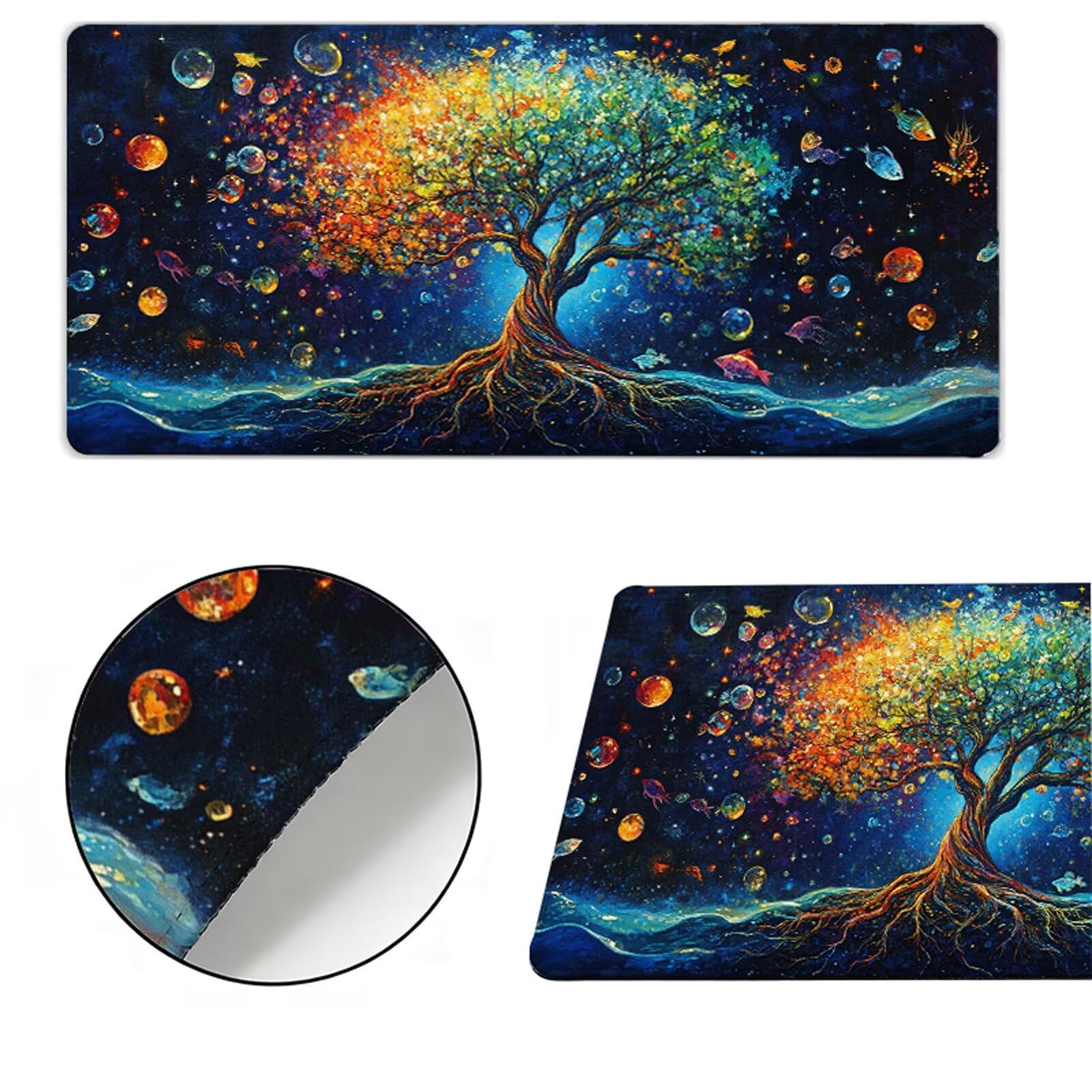 Podkładka pod mysz XXL 1000x500x3mm Podkładka pod mysz Drzewo Życia Podkładka pod mysz Granatowa poprawia precyzję i szybkość, szyte krawędzie, akcesoria do gier, komputer biurowy, praca, komputer Y7
