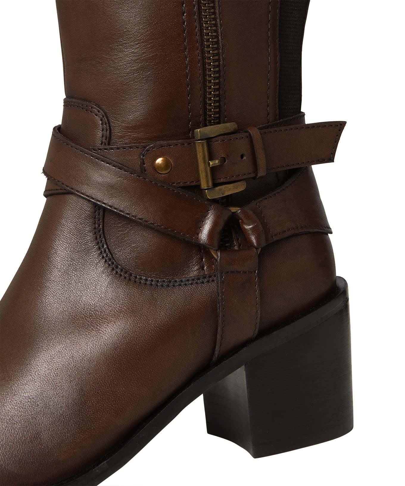 Joe Browns Women's Premium Leather Buckled Zip Boots Fashion, 8 UK