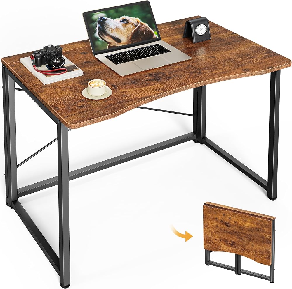 Huuger Folding Desk for Small Spaces, 31.5 Inch Foldable Computer Table