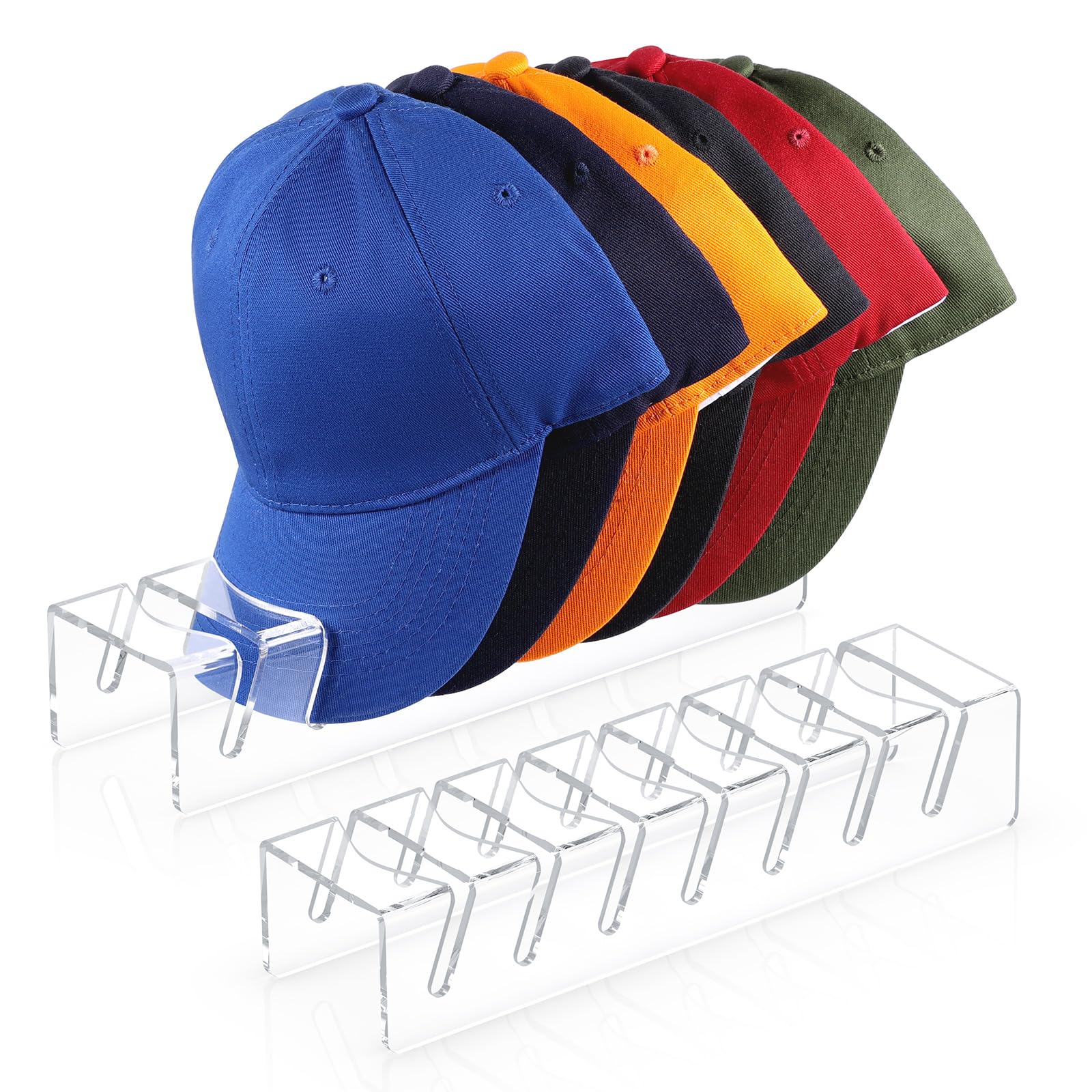 MUUPEG2 Pack Hat Organizer for 14 Baseball Caps, No Install Acrylic Hat Holder for Shelf, Baseball Caps Hat Display Stand for Closet, Dresser, Bedroom, Office