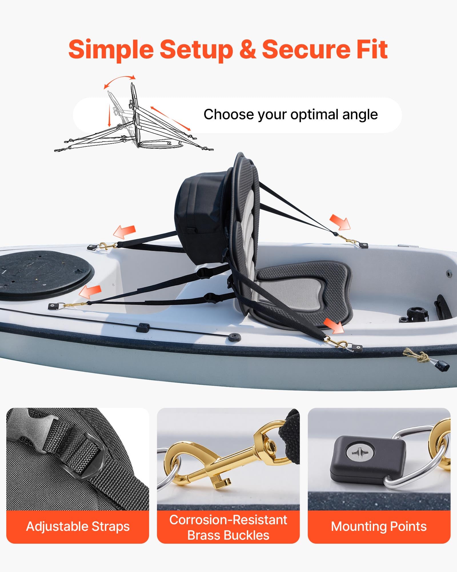 VEVOR Sedile per Kayak di Ricambio con Schienale Spessore Cuscino 12 mm, Sedile per Kayak Paddleboard Barche con Schienale Borsa Portaoggetti per SUP Canoa attività Sportive Acquatiche, 2 Pezzi