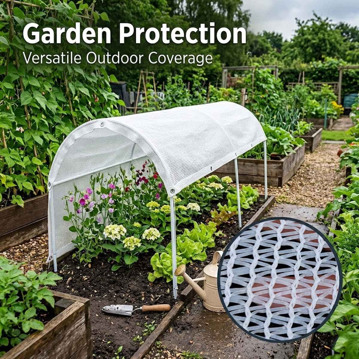 50% blokada UV HDPE, wytrzymała osłona odporna na warunki atmosferyczne, antykorozyjne przelotki, oddychająca chłodząca siatka przeciwsłoneczna do szklarni, patio, pergoli, 5 x 5 m