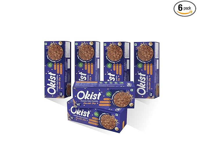 OKIST PROTEIN OATS CHOCOLATE CHIP COOKIES, 85g (Pack of 6)