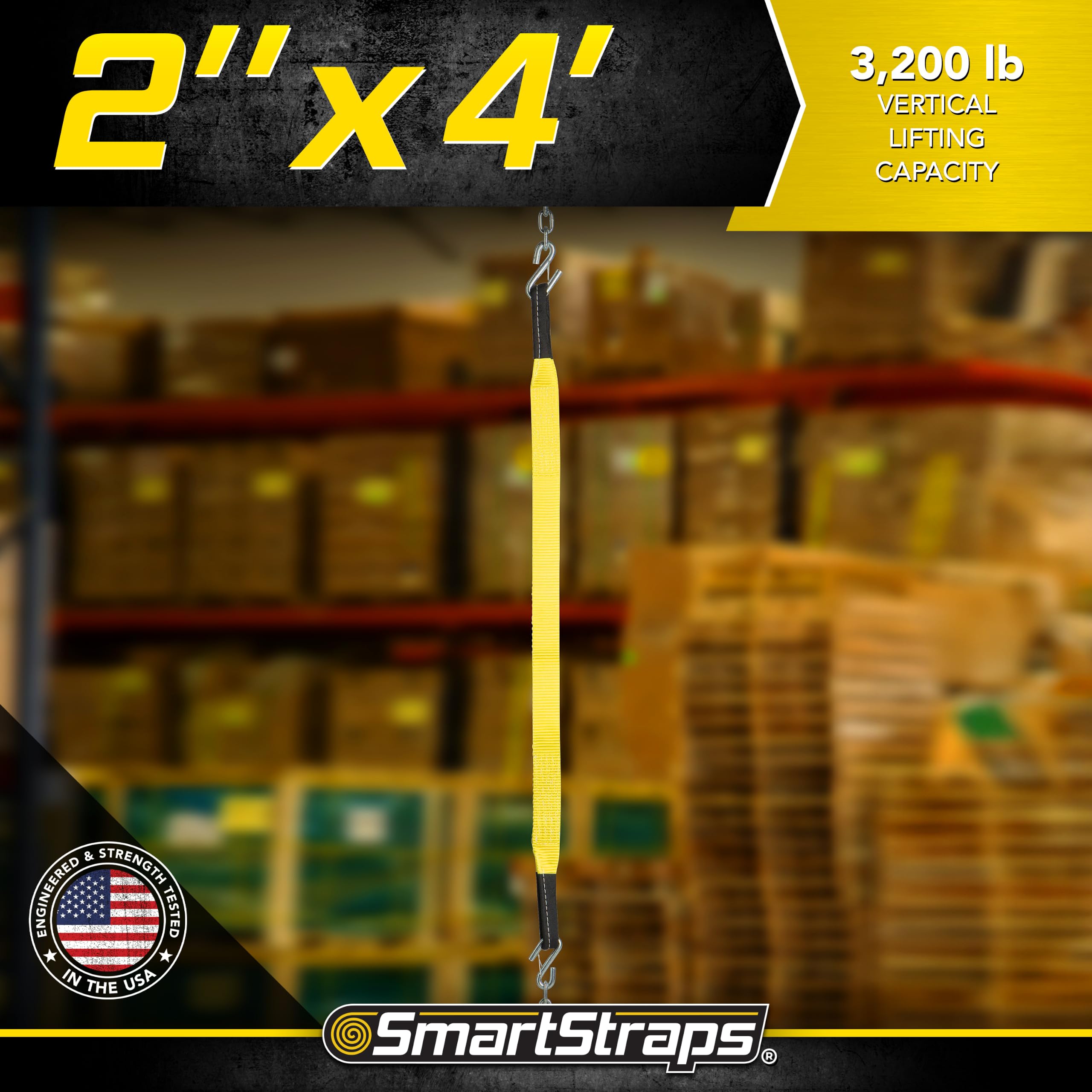 SmartStraps Lifting Sling - 3200 lb Yellow Webbing -2