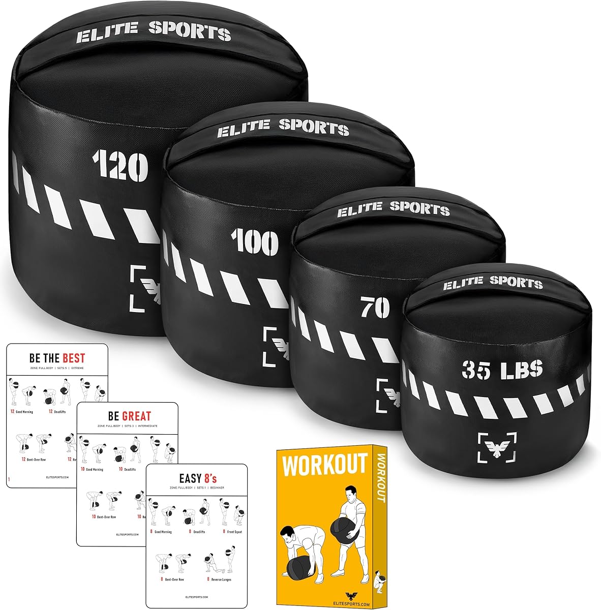 Elite Sports Heavy-Duty Strongman Workout Sandbag – Unfilled, Durable Sand Bags for Powerlifting, Combat Training & Full-Body Workouts